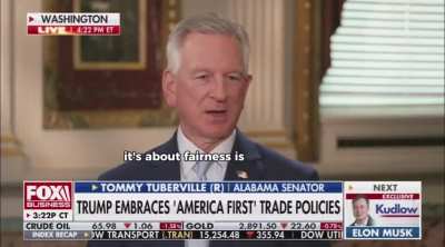 Sen. Tommy Tuberville says, “We were probably over-bloated with the stock market here for a while,” after the stock market lost $4 trillion in value