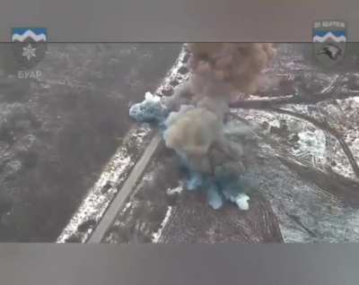 Ukrainian 109th Mountain Assault Battalion hits loaded BM-21 Grad with FPV drone