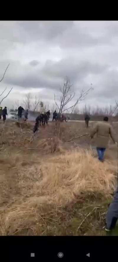 Russian soldiers open fire on unarmed civilians blocking road to Enerhodar with grenade launcher and machine gun (clear war crime)