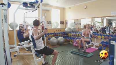 Big Titty weight training at the gym