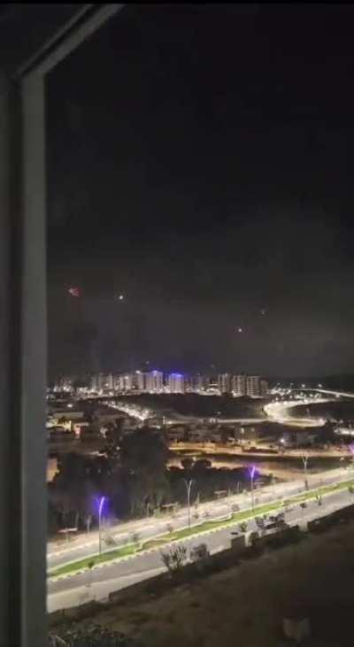 The Iron Dome protects civilians in Ashkelon from a rocket attack on civilians by Hamas terrorists