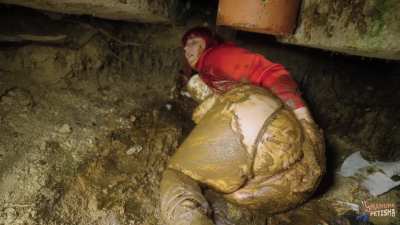 pooping under the outhouse [F]