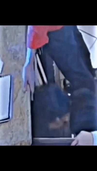 Manager protects staff from head bonk