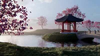 Japanese Lake, Me, Digital 3D, 2020