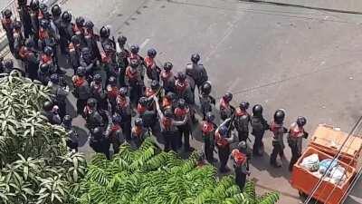 military dogs had to run back when protesters fought back with smoke bomb!! they’re acting cool bcoz they have guns!! we can win this together  