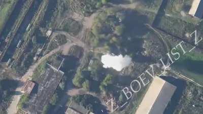 RU pov: Drone hits possible s-300 launcher