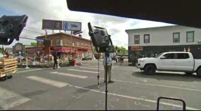 Reporter comes under fire at the George Floyd memorial in Minneapolis. One person is being treated at the hospital after being sho
