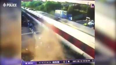 I've seen people try to get through the barriers before, but not the actual train...