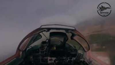 A Ukrainian MiG-29 launches an AGM-88 HARM anti-radar missile at a orc target