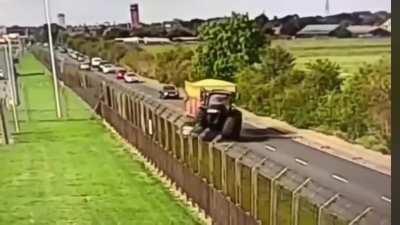 tractor crushes car