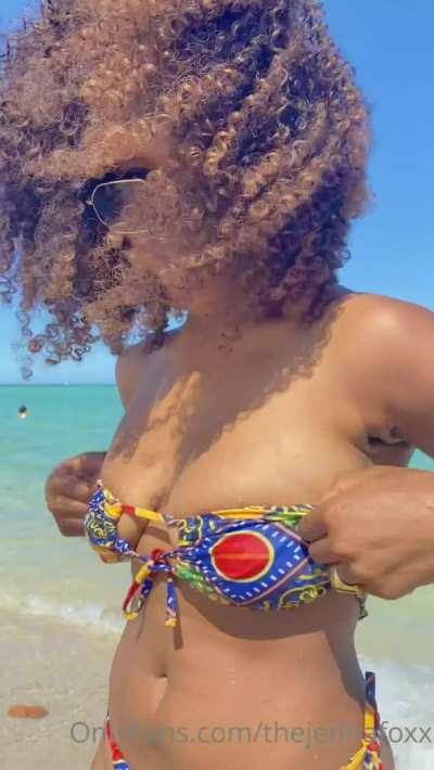 Jenna foxx showing off her tits on the beach