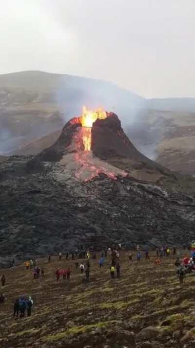 volcano eruption at Mount Fagradalsfjall in Iceland.