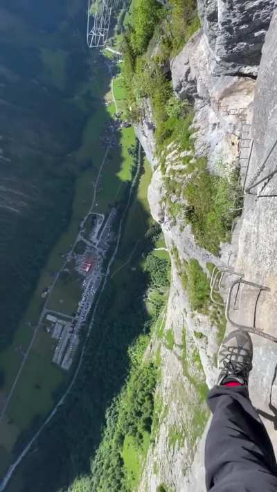 Mountain trail in Switzerland at an altitude of 800 meters