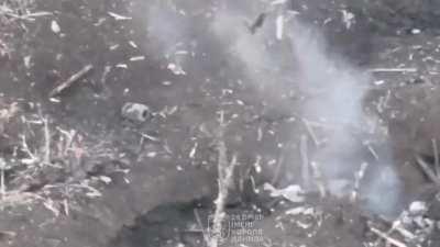 24th Brigade, grenade drops on Russian infantry, with a Russian “sanitary” passing at the end