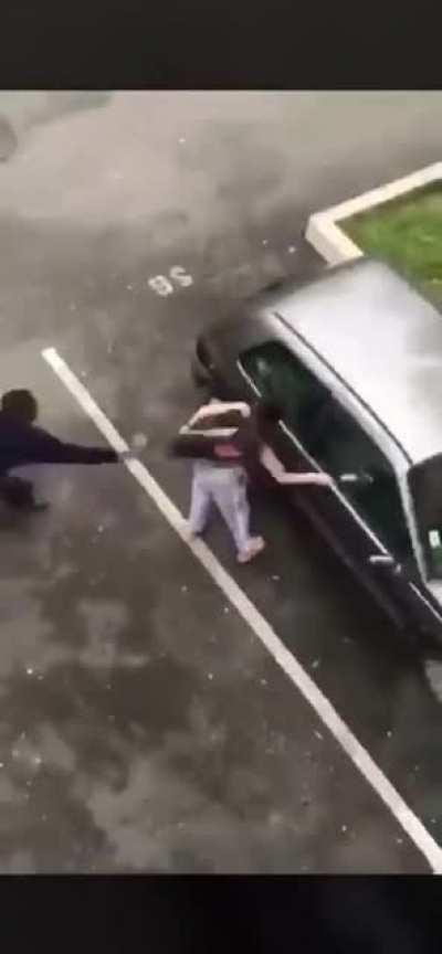 While trying to vandalize a car