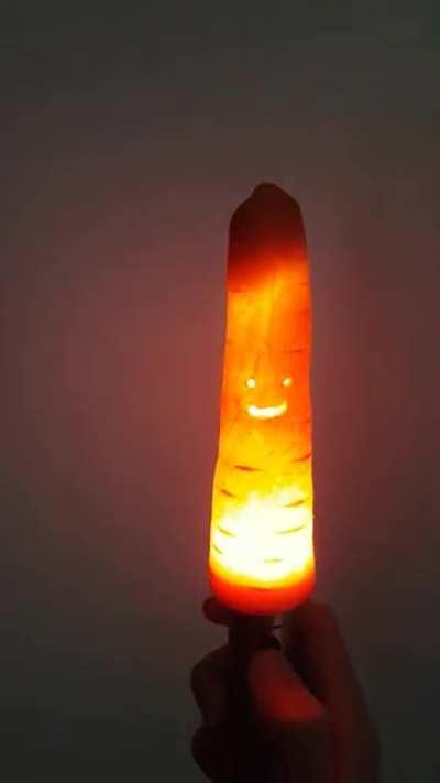 This carrot that has been converted into a lantern.