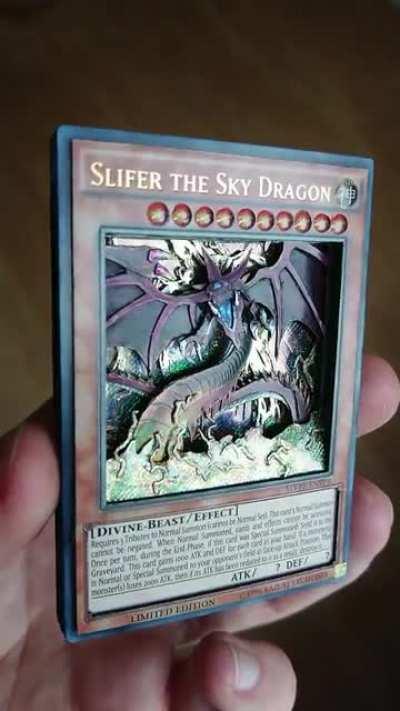 3D Yu-Gi-Oh Card: Slifer the Sky Dragon. Thunderforce Attack! Sparkle Lightning!