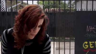 Elina Madison Kicks a Guy in the Balls, Then Gives a Verbal before Stomping and Grinding Her Foot into His Balls in Minty: The Assassin (2009)