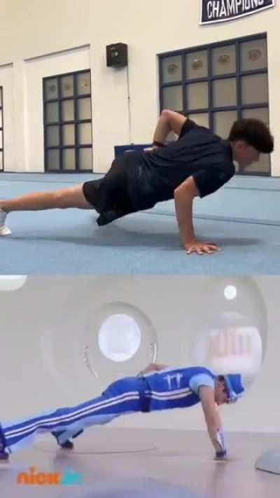 This guy attempting the impossible Sportacus (Magnus Scheving) challenge!