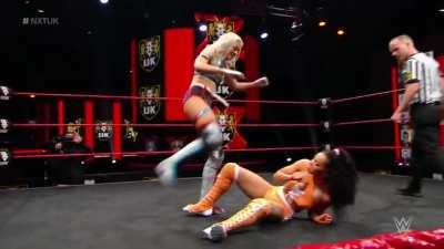 Bobbi Tyler (Stevie Turner) crotch kicked by Aleah James