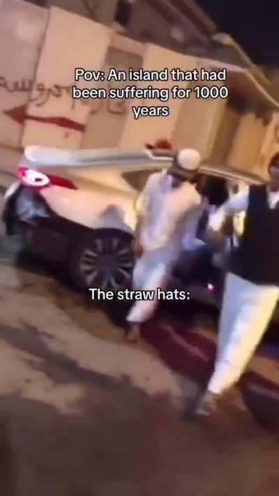 Breaking news: A random aah kid feeds straw hat luffy eventually leading to ending racism in local grandline island.