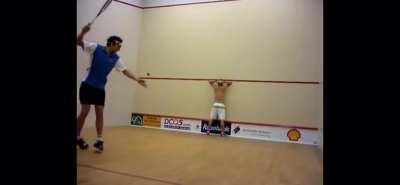 175 mph squash ball to the back