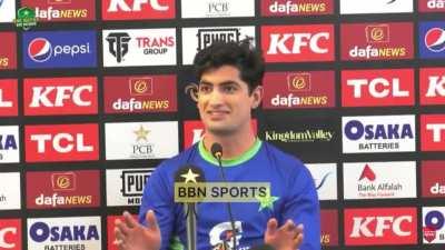 Naseem Shah telling a journalist that his English is limited