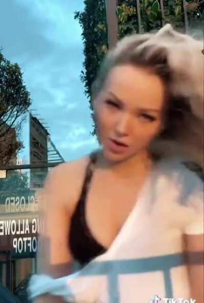 Dove Cameron is stripping for you. How would long would it take until you're hard?