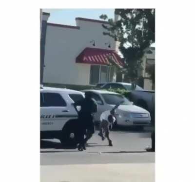 Trying to dodge the police with a cartwheel