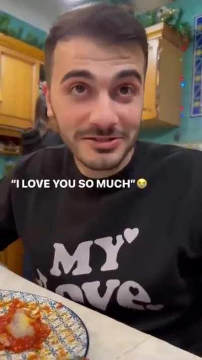 Asking her italian husband if his food is better than his mom’s food.