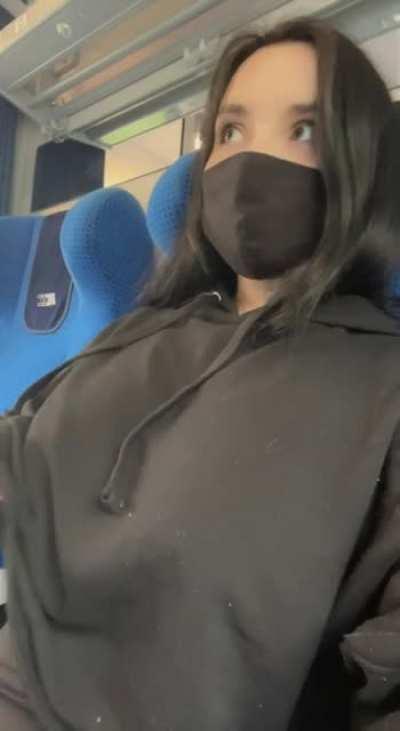 Flashing my tits on the train