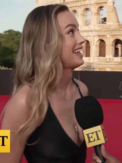 Brie Larson showing off her eye catching cleavage every chance she gets