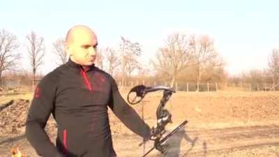 Dude accidentally dry fired his bow