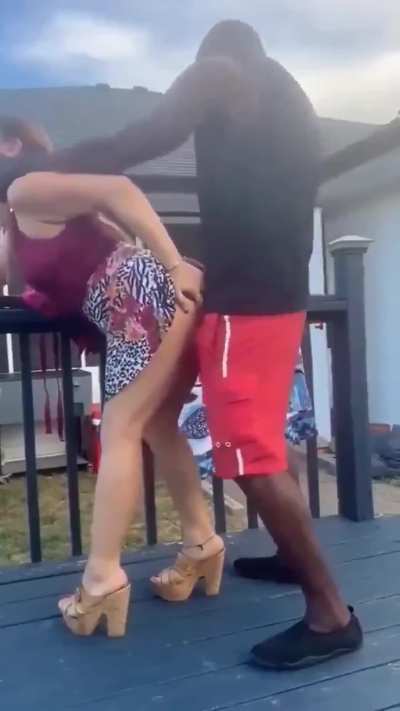 After your birthday party, Mom provides great gooning material by getting blacked by your buddy on the patio