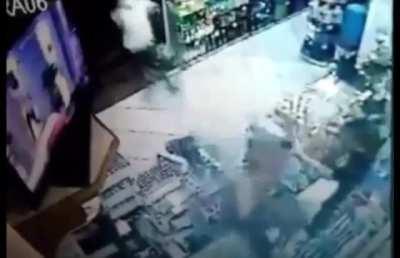 Quick drawing store owner sends robber straight to hell