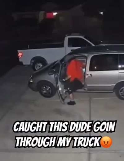 Thief gets caught going through owners truck!