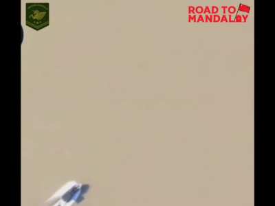 Anti-Junta forces drone landing a direct hit on a Myanmar Army boat on the Ayeyarwaddy river.