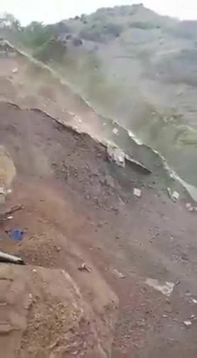 Retaining wall in construction collapses in Antioquia, Colombia 03/12/2023