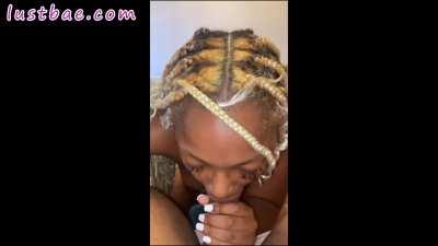 Slobbin before she sits on the dick