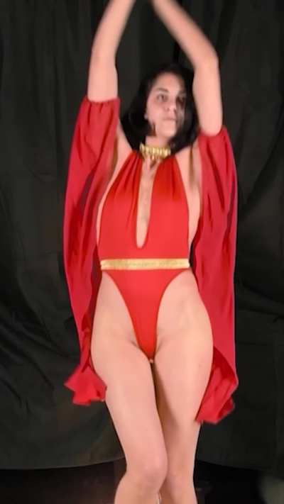 High cut dancing outfit that shows my pubes on the side, it's so sexy aaah I wish my camera resolution was better