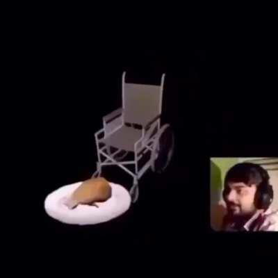 mutahar laughing at a handicapped feline