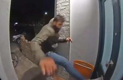 Stalker dies inside, several times, after his victim escapes and he realizes he's been caught on camera