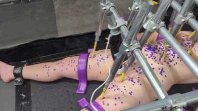 Either orgasm like a statue over and over, or get 100 scratches from the razor sharp skewers all over your supple body. [OC]