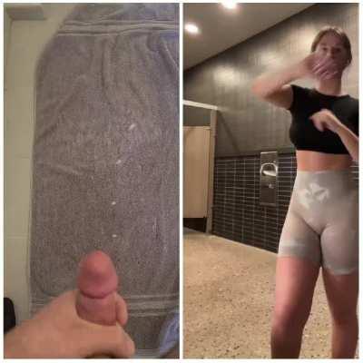 Huge shots for a fat ass in tight gym shorts