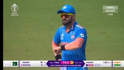 Virat Kohli isn't happy as Rizwan takes too much time to enter the field.🤣