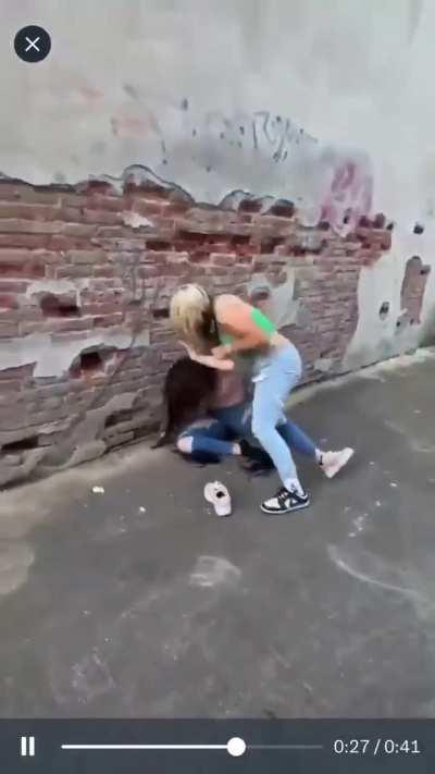 2 girls fight in Alley
