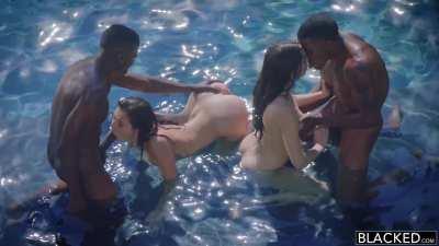 Ah, checking back in with that famous foursome from Blacked.com. Leah Gotti and Lana Rhodes looking hotter than ever next to Isiah Maxwell and Jason Brown. The setting, the contrast, the chemistry - this scene simply has it all. Easily one of the best sce