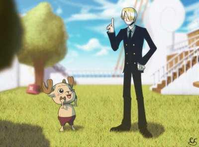 I made a silly animation about Sanji teaching Chopper how to set his leg on fire.