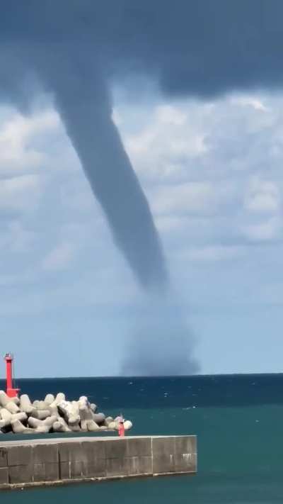 A waterspout off the coast of Kamo, Niigata, Japan. October 2, 2025.