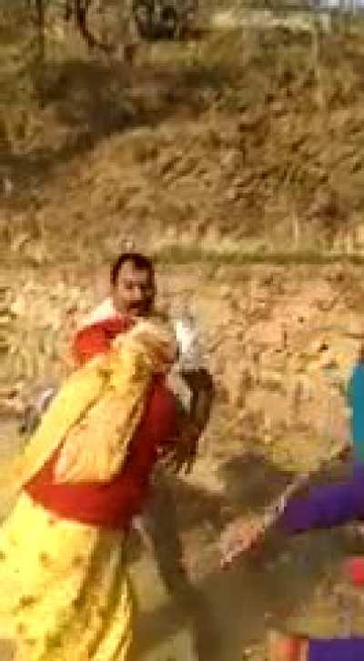 Woman beater gets instant karma